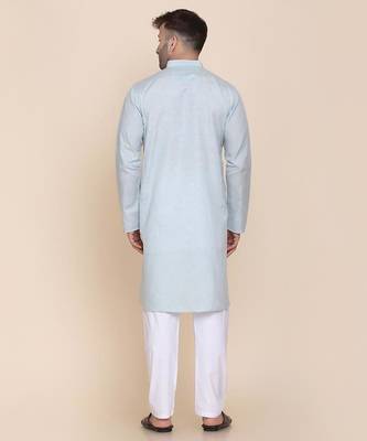 Men solid cotton kurta set 2