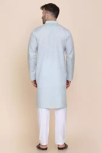 Men solid cotton kurta set