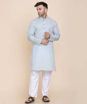 Men solid cotton kurta set 3