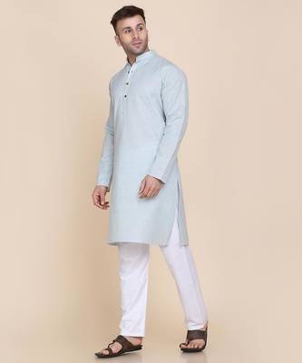 Men solid cotton kurta set 4