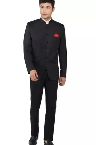 Black bandgala suit for men