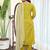 Women's Viscose Slub Embroidered Straight Kurta with Pant And Dupatta Set