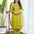 Women's Viscose Slub Embroidered Straight Kurta with Pant And Dupatta Set
