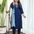 Women's Viscose Slub Embroidered Straight Kurta with Pant And Dupatta Set