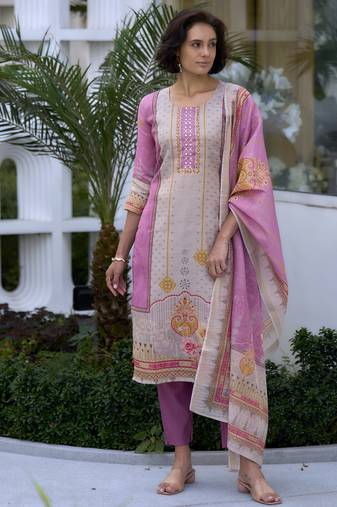 Women's Gorgeous Silk Blend Embroidery Straight Kurta with Pant And Dupatta Set