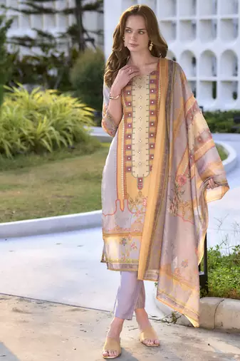 Women's Gorgeous Silk Blend Embroidery Straight Kurta with Pant And Dupatta Set