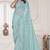 sky blue sequin zarkan embroidered border saree with blouse piece