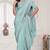 sky blue sequin zarkan embroidered border saree with blouse piece