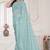 sky blue sequin zarkan embroidered border saree with blouse piece