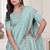 sky blue sequin zarkan embroidered border saree with blouse piece