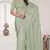 green sequin zarkan embroidered border saree with blouse piece
