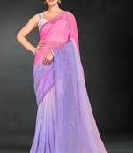 purple digital printed swarovski stone border work saree
