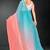 sky blue peach digital printed swarovski stone border work saree