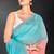 sky blue peach digital printed swarovski stone border work saree
