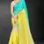yellow green digital printed swarovski stone border work saree