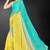 yellow green digital printed swarovski stone border work saree