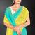 yellow green digital printed swarovski stone border work saree