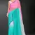 pink sky blue digital printed swarovski stone border work saree