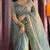 blue silk blend beads hand work saree with blouse