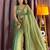 green silk blend beads work mehendi wear saree