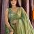 green silk blend beads work mehendi wear saree