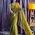 mehendi beads work silk blend saree with blouse