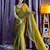mehendi beads work silk blend saree with blouse