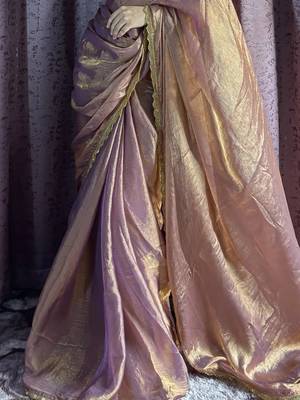 rose gold beads work silk blend saree with blouse 4