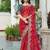 red bandhani print saree