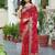 red bandhani print saree