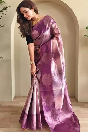 purple zari weaving saree with blouse