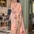 peach georgette floral printed saree with blouse