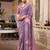 grey floral printed georgette saree with blouse