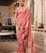 orange georgette printed saree