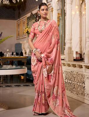 orange georgette printed saree 3