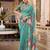 green georgette floral printed saree with blouse
