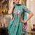 green georgette floral printed saree with blouse