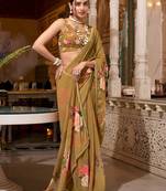 brown georgette saree with blouse