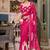 pink floral print saree with blouse