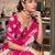 pink floral print saree with blouse