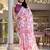 light pink chiffon floral printed saree with blouse