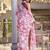 light pink chiffon floral printed saree with blouse