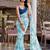 sky blue floral printed saree with blouse