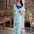 sky blue floral printed saree with blouse