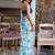 sky blue floral printed saree with blouse
