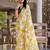 yellow chiffon printed saree with blouse