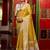yellow jacquard silk blend zari weaving saree with blouse