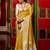 yellow jacquard silk blend zari weaving saree with blouse