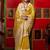 yellow jacquard silk blend zari weaving saree with blouse