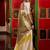 green thread embroidered jacquard silk blend saree